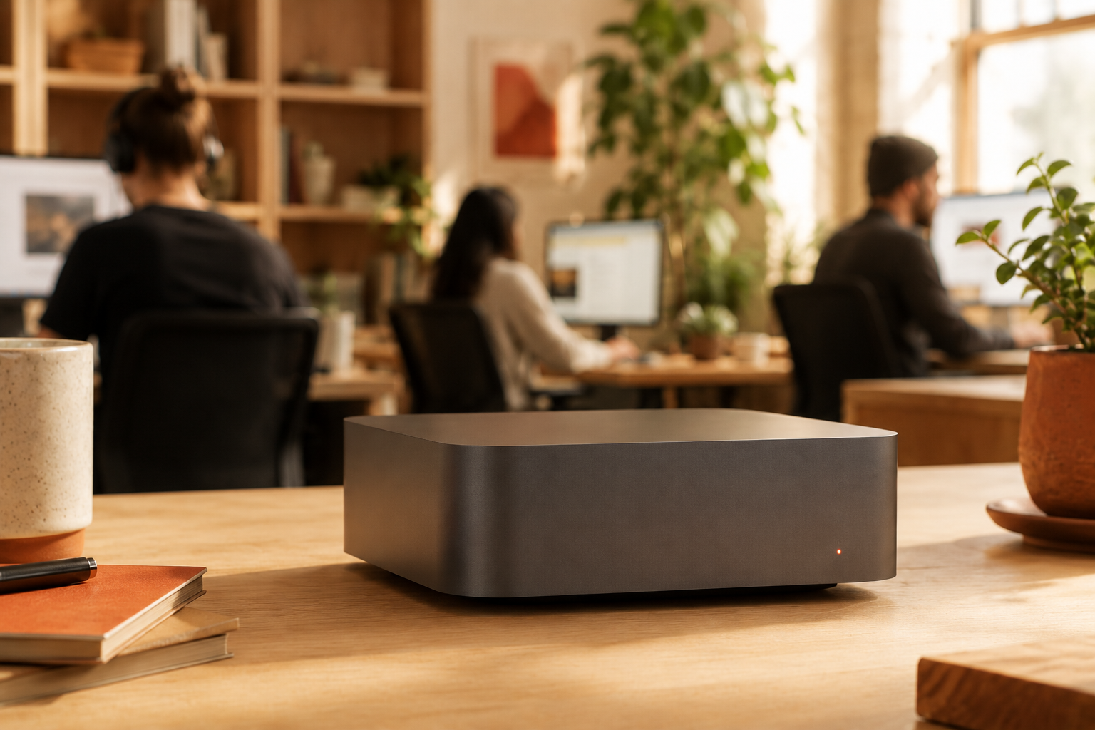Un Mac mini installé dans les bureaux d'un client